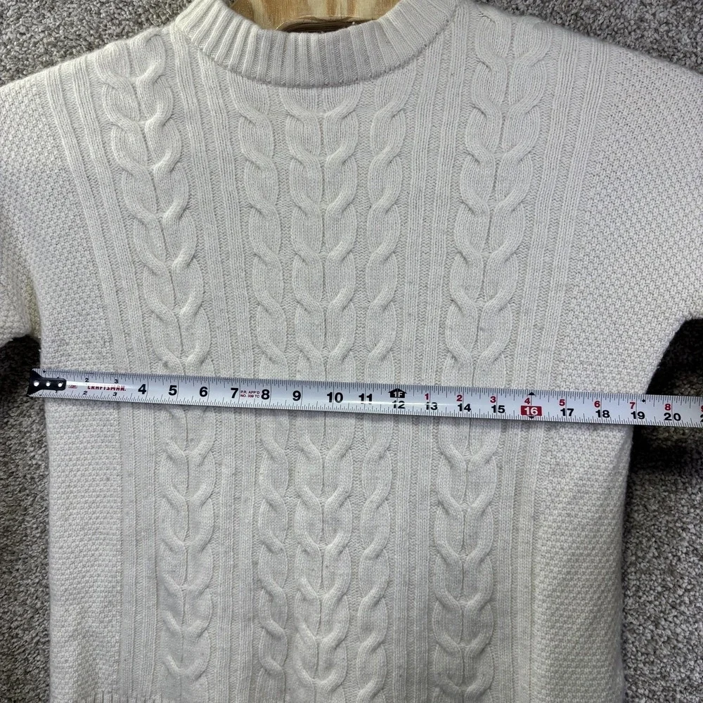 Banana Republic Sweater Mens Large‎ White Cashmere Mock Neck Cable Knit Pullover